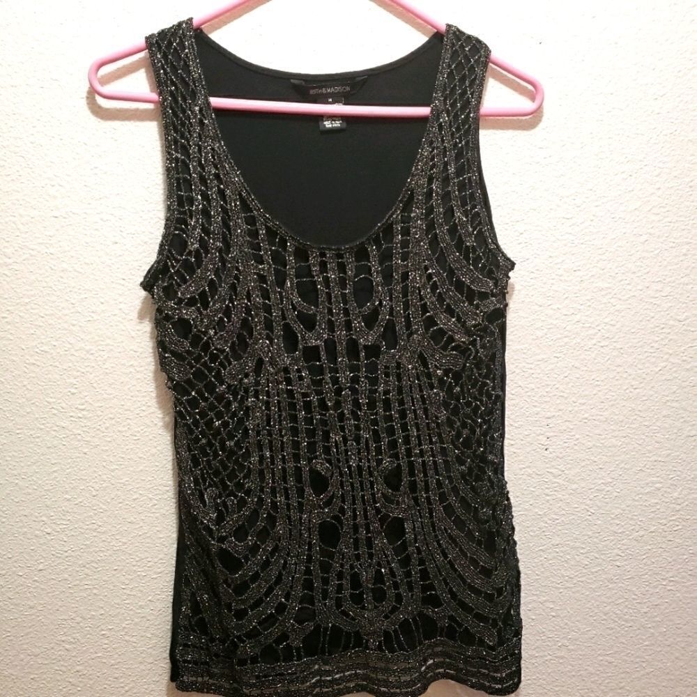 689th & Madison top, black & silver, m